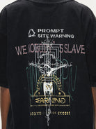 BLINDNOPLAN Distressed Overlapping Graphic T Shirt in Black - On Model