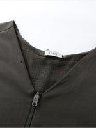 D5ove Reversible Mesh Paneled Distressed Cardigan in Army Green - Detail