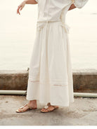 TEASEL Silk Blend Lace Trim Top Skirt Set in Off-White - On Female Model