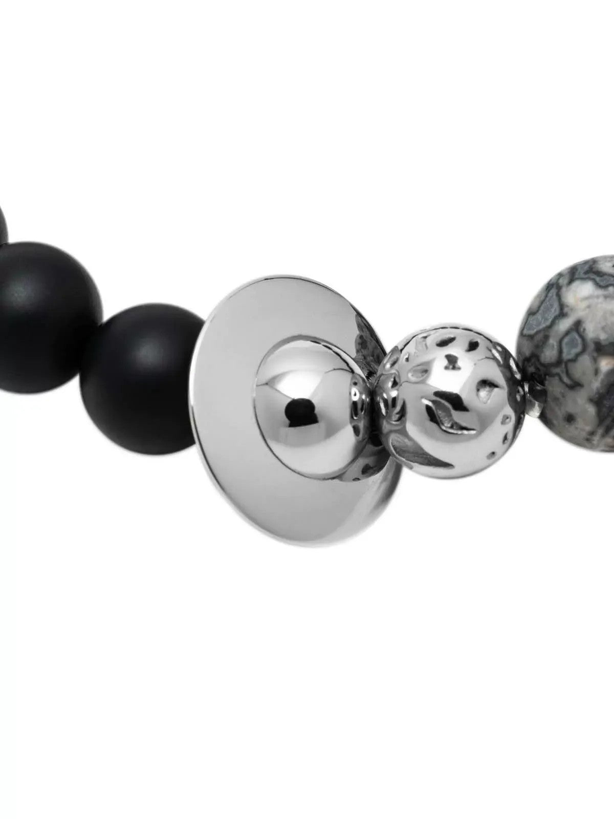 BLACKHEAD Black Agate Steel Beaded Bracelet in Black - Detail