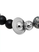 BLACKHEAD Black Agate Steel Beaded Bracelet in Black - Detail