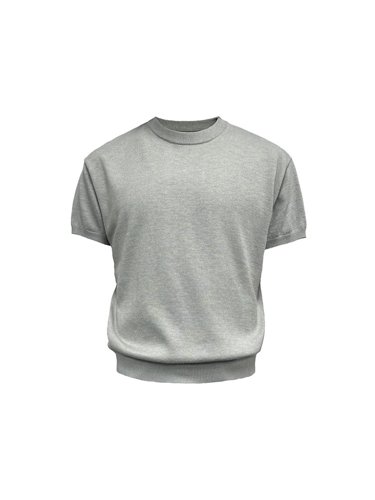 JCAESAR STUDIO Short Sleeve Knit Crewneck in Light Gray