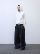 Random Piece Cotton Lyocell Cropped Hoodie in White - On Female Model