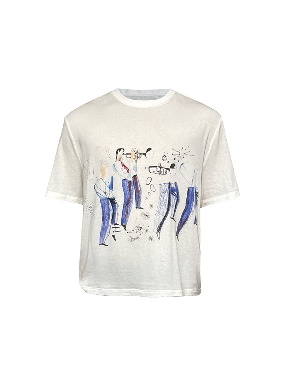 JCAESAR STUDIO Symphony Print Tencel Wool T Shirt in White