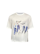 JCAESAR STUDIO Symphony Print Tencel Wool T Shirt in White