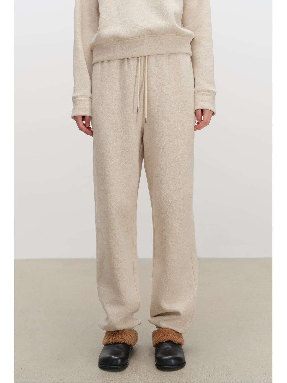 MSBEAST Fleece Lined Pima Cotton Joggers in Gray - On Model
