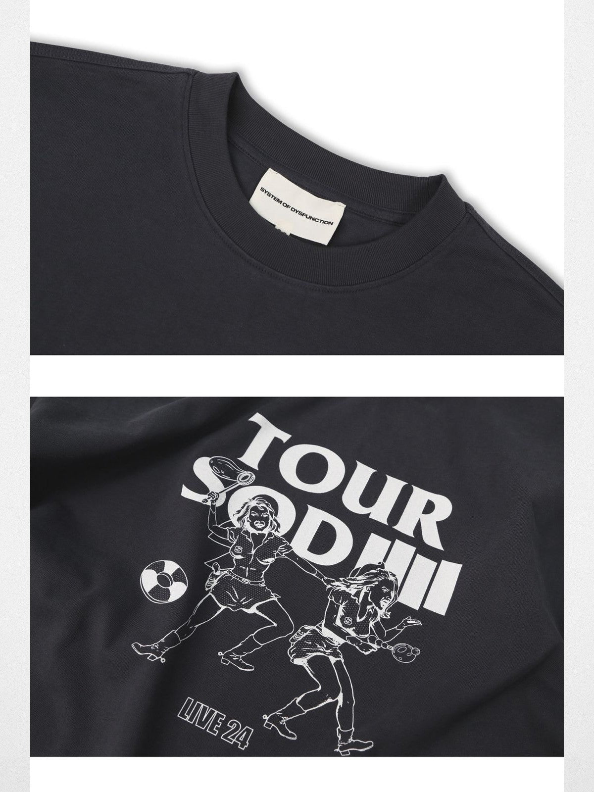 SOD Vintage Wash Tour Graphic T Shirt in Gray