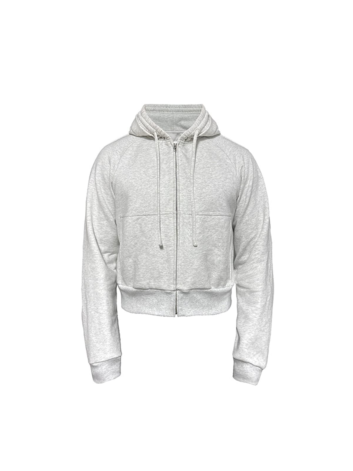 JCAESAR STUDIO Cotton Raglan Zip Up Hoodie in Gray