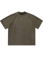 MASONPRINCE Faux Suede Embroidered T Shirt in Olive