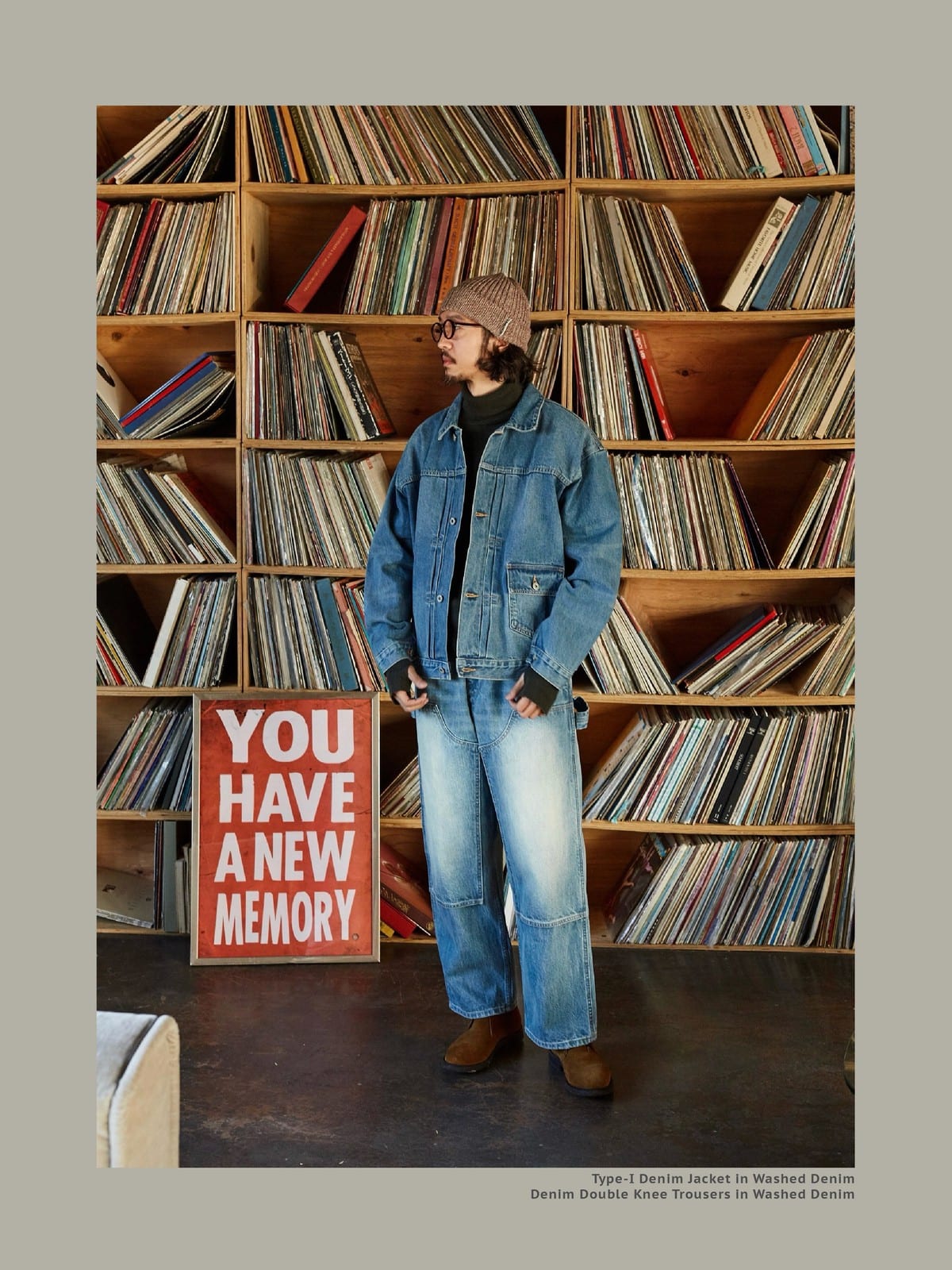 USAGE Type I Selvedge Denim Cropped Jacket in Denim - On Male Model