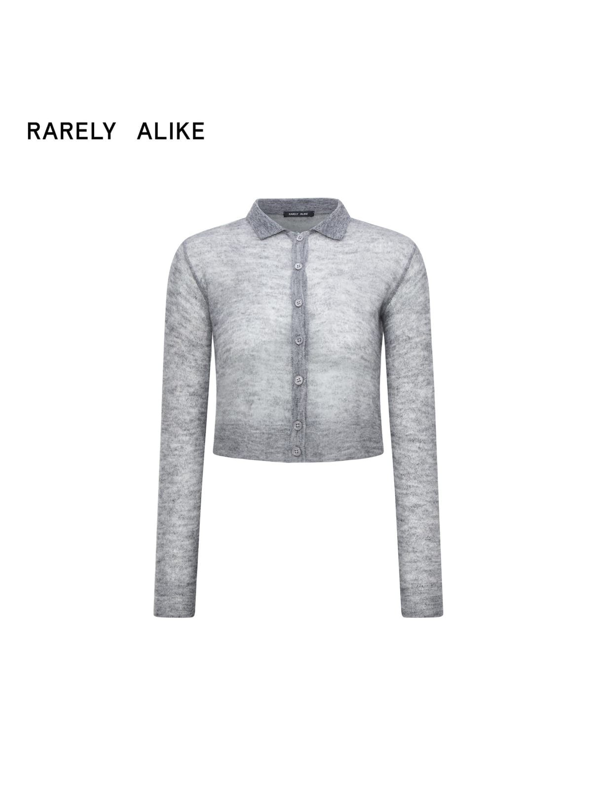 RARELY ALIKE Cropped Alpaca Blend Polo Cardigan in Gray