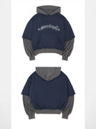 SOD Distressed Layered Effect Hoodie in Blue