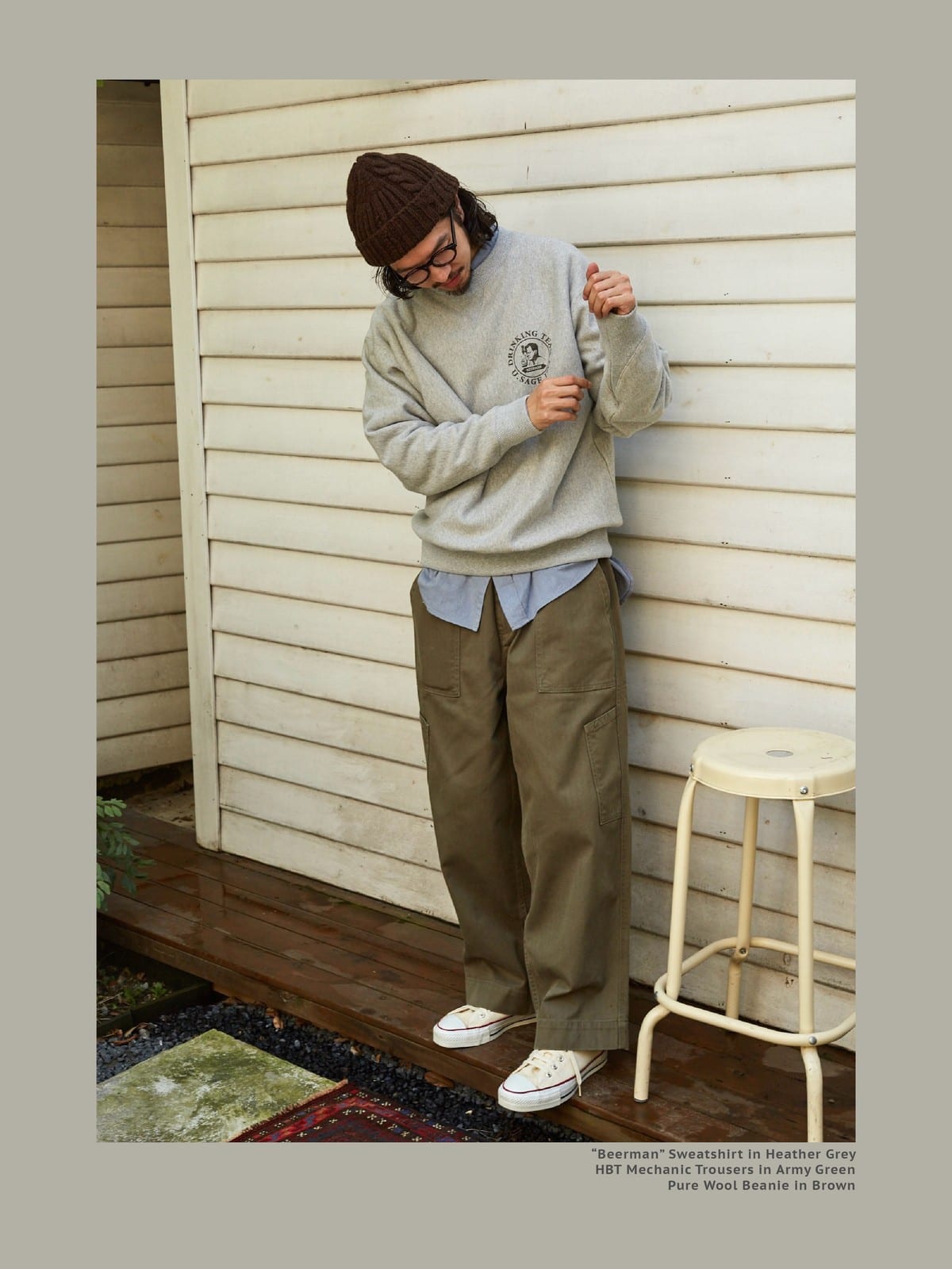 USAGE Reversible Sorona Blend Sweatshirt in Gray - On Male Model