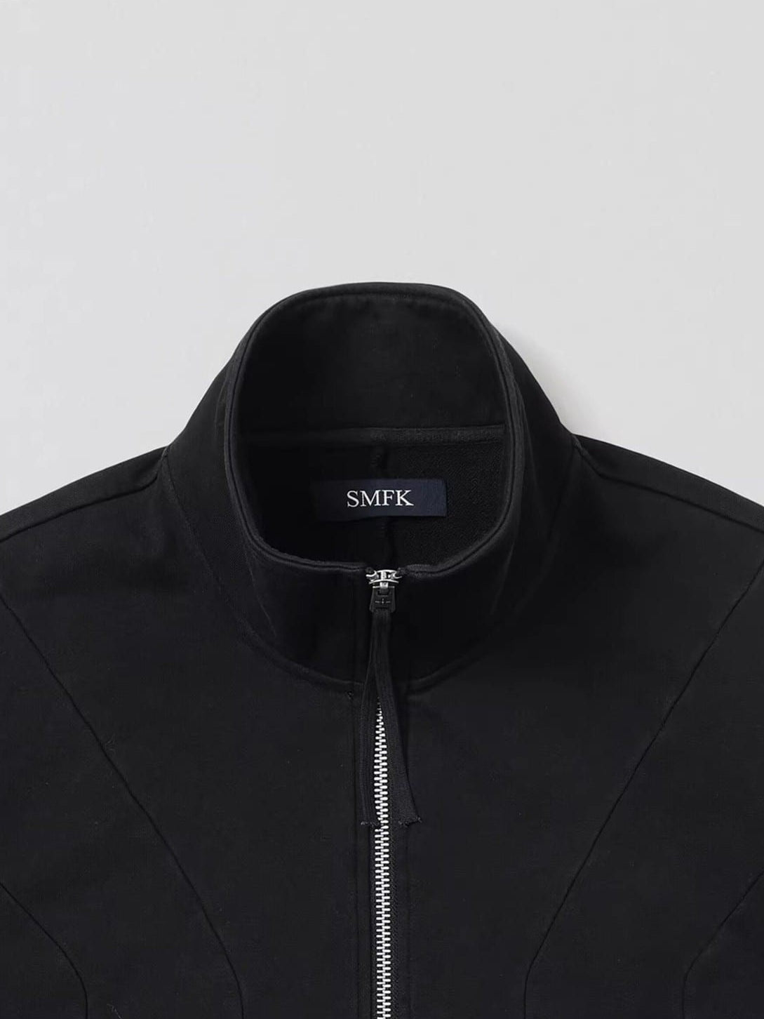 SMFK Cotton Zip Up Track Jacket in Black - Detail