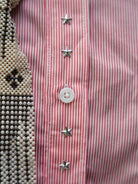Retro 21 Star Studded Striped Cropped Shirt in Pink - Detail