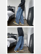 MASONPRINCE Straight Leg Denim Jeans in Blue - On Model