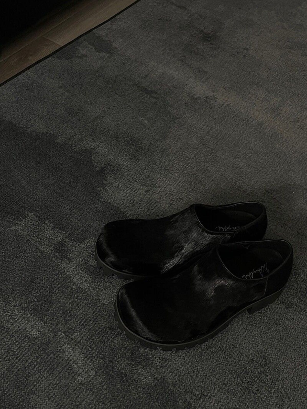 JCAESAR STUDIO Horsehair Platform Derby Shoes in Black - Lifestyle