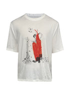 JCAESAR STUDIO Fisherman Print Tencel Wool T Shirt in White