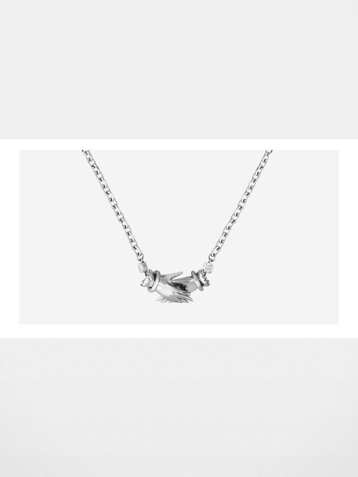 BLACKHEAD Double Layer Magnetic Hand Necklace in Silver