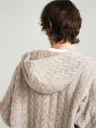 Retro 21 Cable Knit Wool Blend Zip Hoodie in Khaki - On Female Model