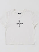SMFK Washed Cross Graphic Cotton T Shirt in White