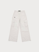 SMFK Wide Leg Parachute Cargo Pants in White