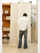Retro 21 Bamboo Rayon Drop Shoulder Shirt in White - On Male Model
