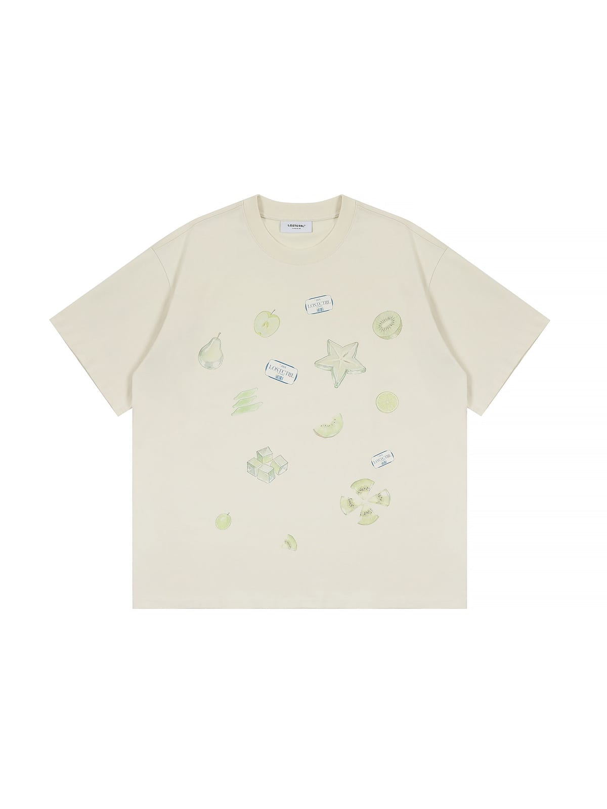 LOSTCTRL Jelly Fruit Print Crewneck T Shirt in Orange