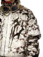 PERSONSOUL Totem Faux Fur Zip Up Jacket in Brown - On Model