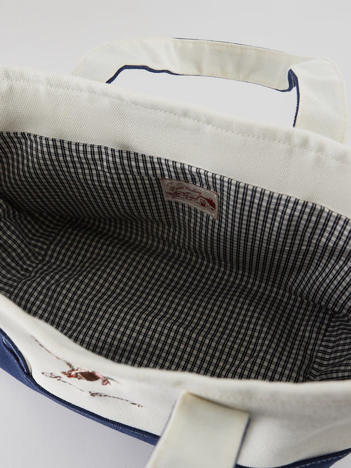 SweetChilling Mallard Embroidered Canvas Tote Bag in Navy - Detail