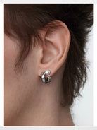 BLACKHEAD Pearl Chain C Shape Earrings in Silver - On Female Model