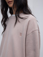 Random Piece Cotton Kapok Blend Crewneck Sweatshirt in Pink - On Female Model