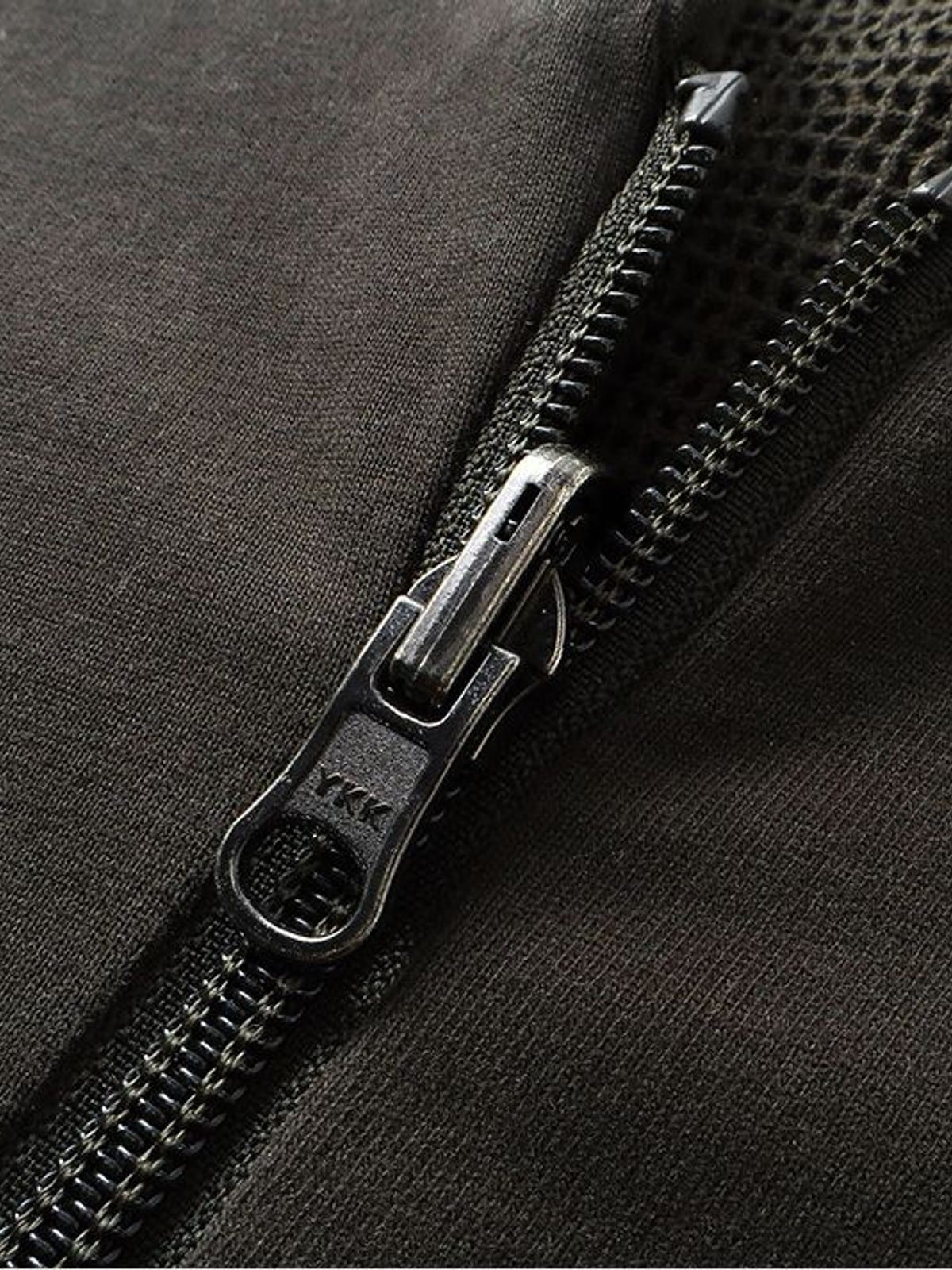 D5ove Reversible Mesh Paneled Distressed Cardigan in Army Green - Detail