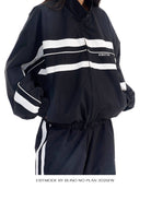 BLINDNOPLAN Color Blocked Zip Up Track Jacket in Black - On Model
