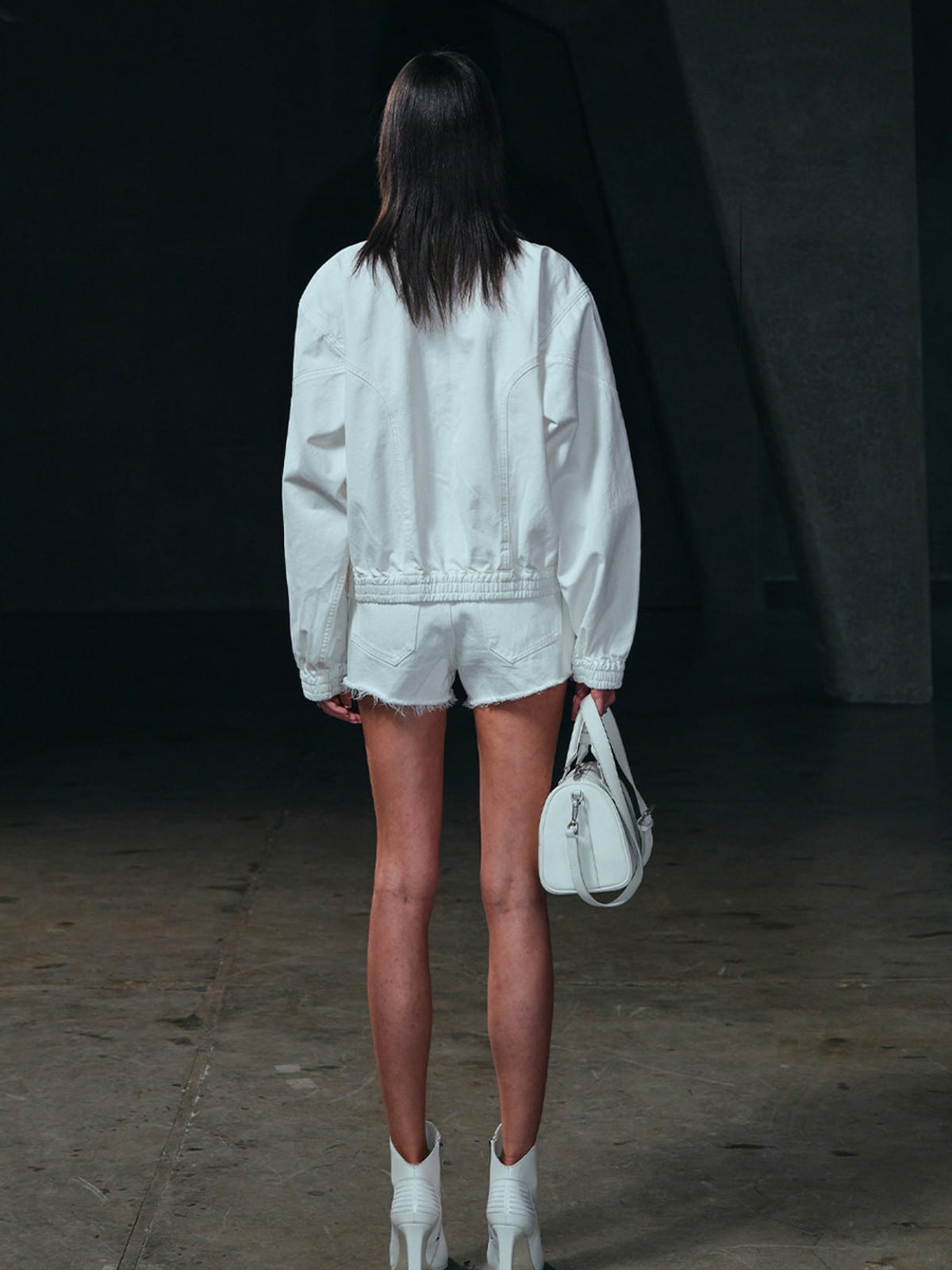 SMFK Cotton Cargo Track Jacket in White - On Model