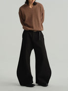 JCAESAR STUDIO Cropped V Neck Jacquard Sweatshirt in Brown - On Male Model