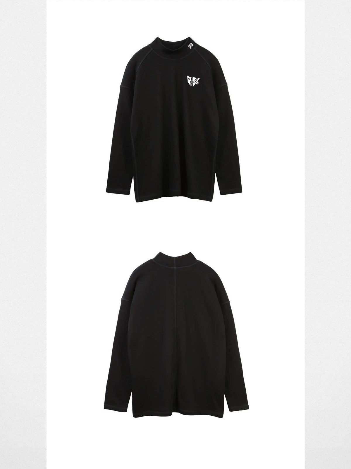 SOD Embroidered Mock Neck Top in Black