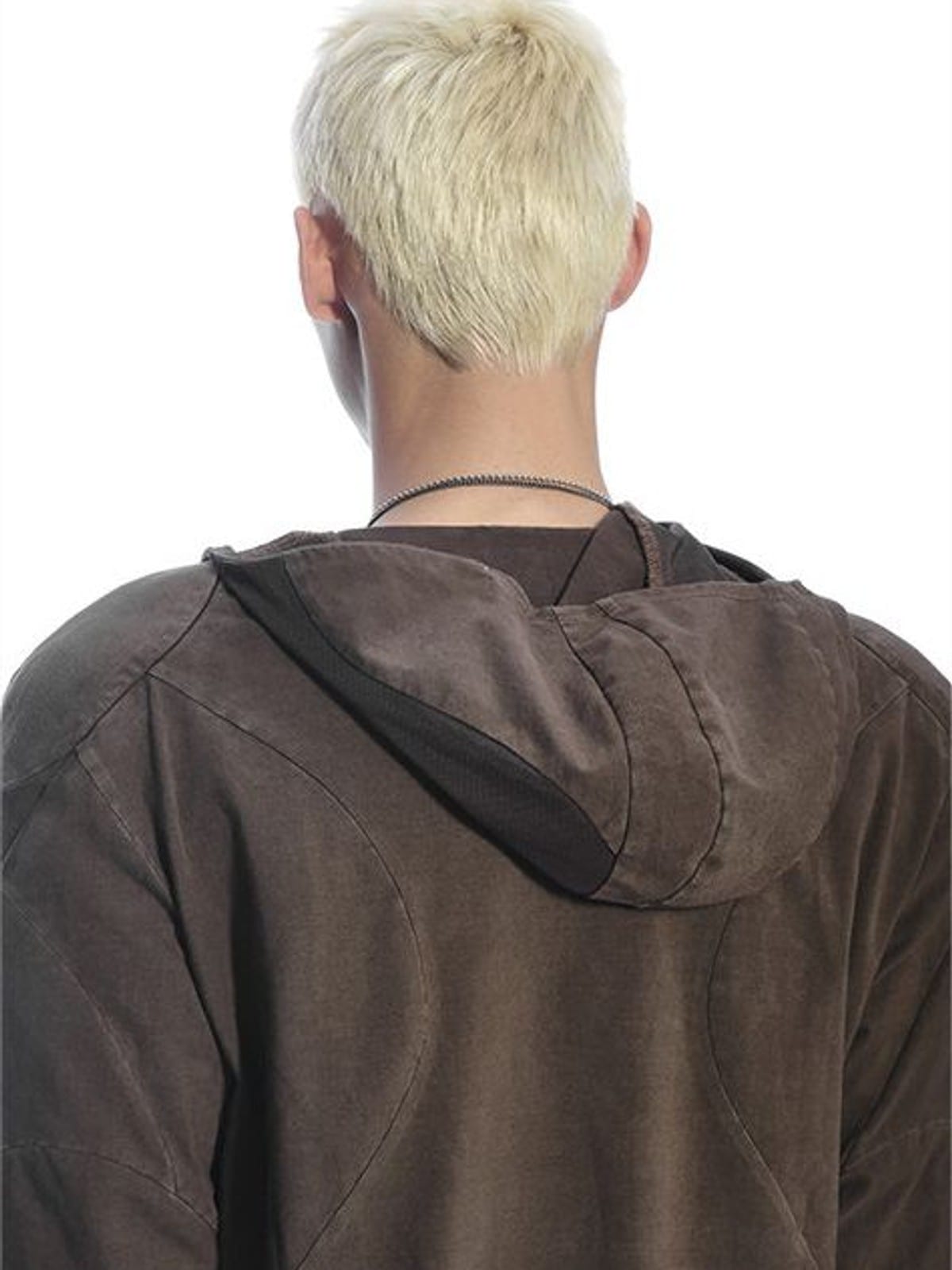 D5ove Hooded Shoulder Pad Pullover in Brown - On Model