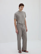 SIMPLE PROJECT Wool Blend Mock Neck T Shirt in Gray - On Male Model