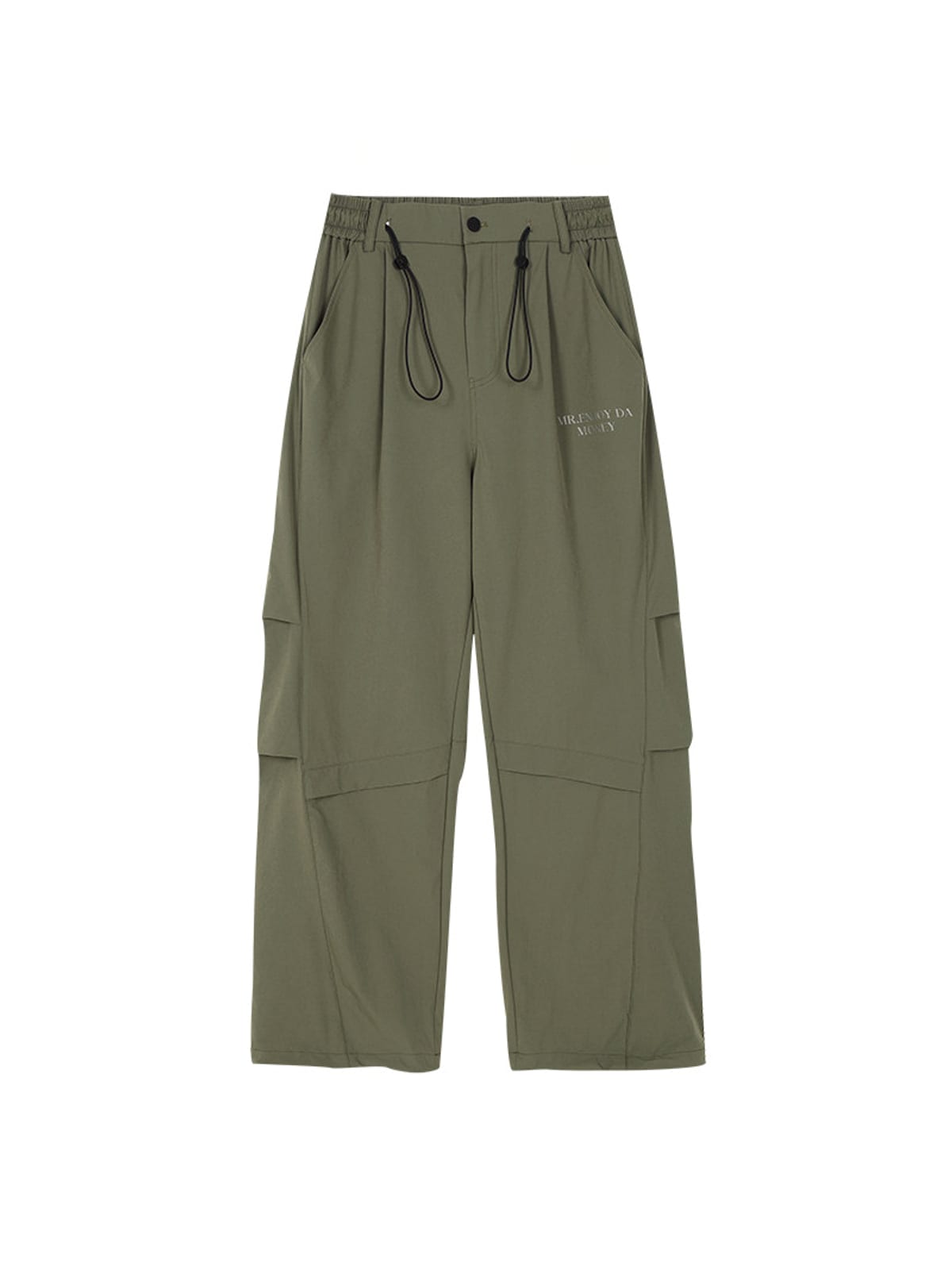 MEDM Crinkled Nylon Parachute Cargo Pants in Olive