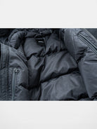 Soda Mid Length Hooded Down Puffer in Black - Detail
