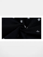 MEDM Fleece Lined Star Print Zip Hoodie in Black - Detail