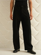 Retro 21 Air Layer Curved Leg Pants in Black - On Male Model