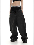 MASONPRINCE Inside Out Washed High Waisted Jeans in Gray - On Female Model