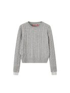 SweetChilling Contrast Cuff Cable Knit Sweater in Gray