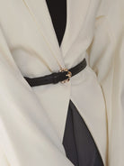 PANLULUPAN Cowhide Leather Pin Buckle Belt in Black - On Model