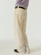SIMPLE PROJECT Cotton Blend Crochet Lace Trousers in White - On Model