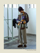 USAGE Cotton Plaid Patchwork Shirt in Patchwork - On Male Model
