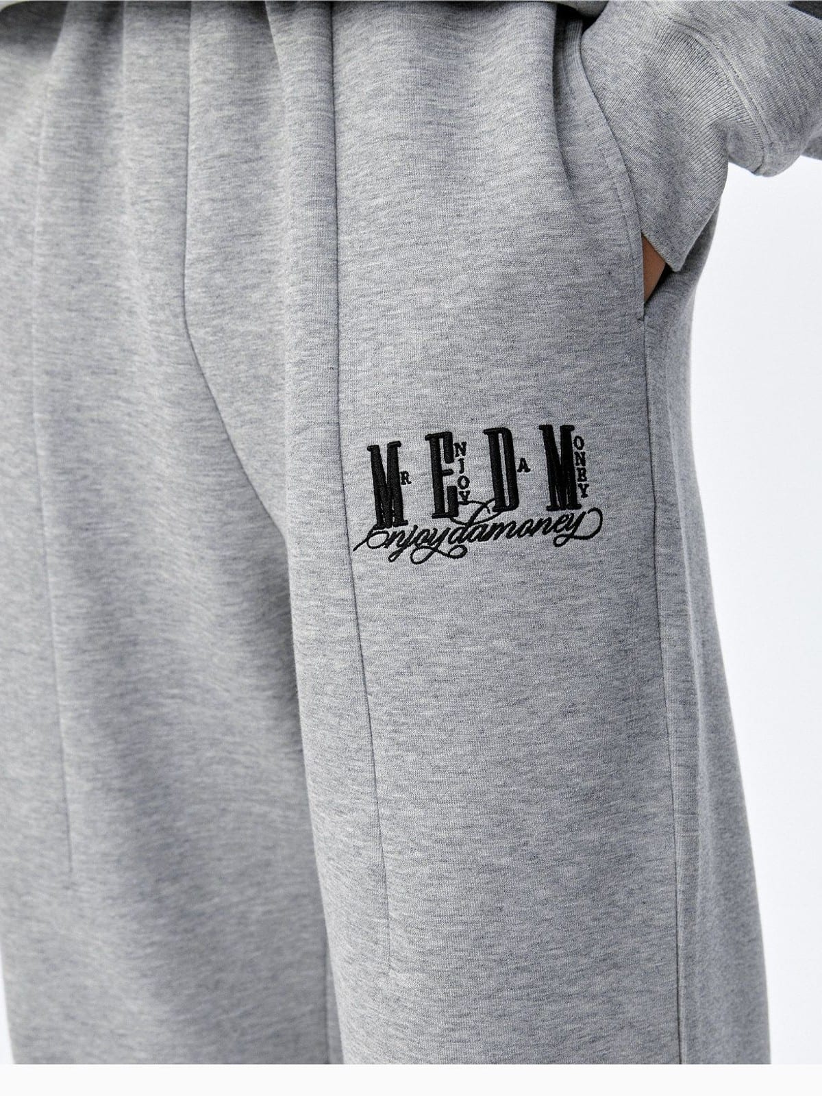 MEDM Cotton Blend Straight Leg Sweatpants in Gray - On Model