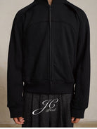 JCAESAR STUDIO Arch Panel Zip Up Hoodie in Black - On Model
